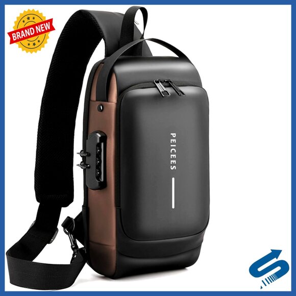 Anti-Theft Crossbody Bag with USB Port Combination Lock Water-Resistant